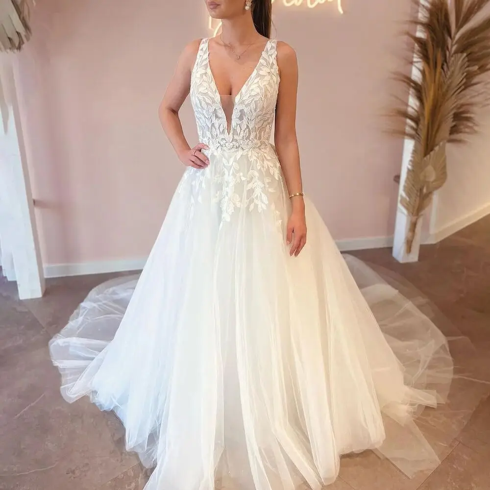 Deep V- Neck Weddin… - image