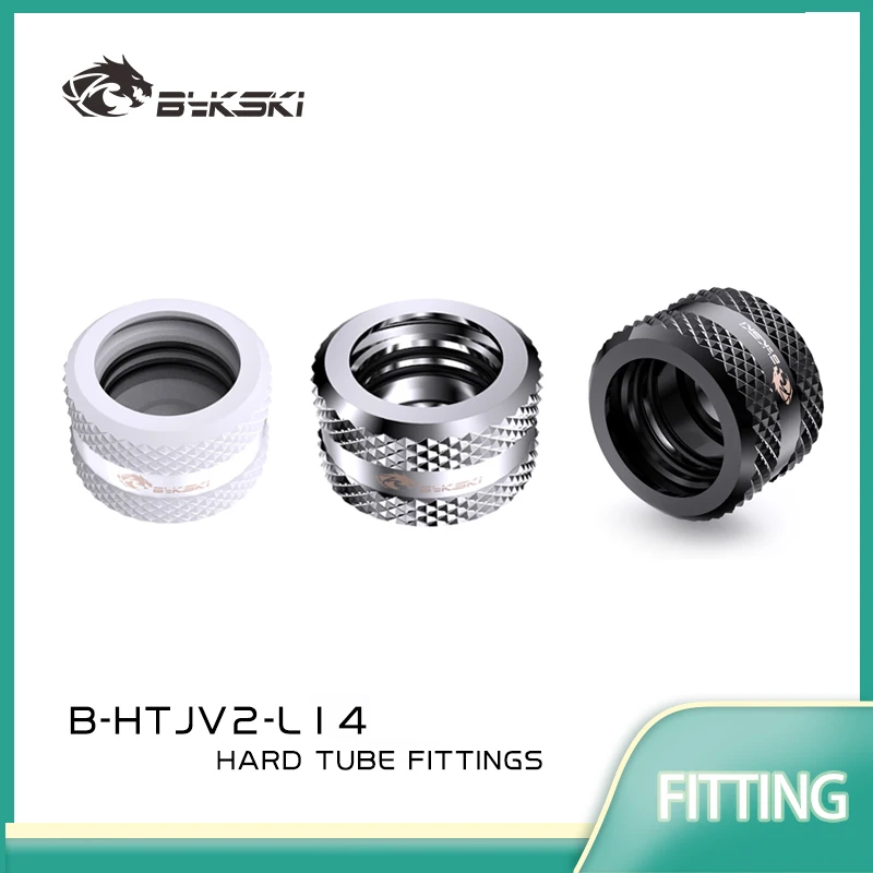 Bykski B-HTJV2-L14 Hard Tube Fitting OD12mm/OD14mm/OD16mm Hand Compression Copper Joint G1/4'' Use for PMMA / PETG Rigidity Pipe