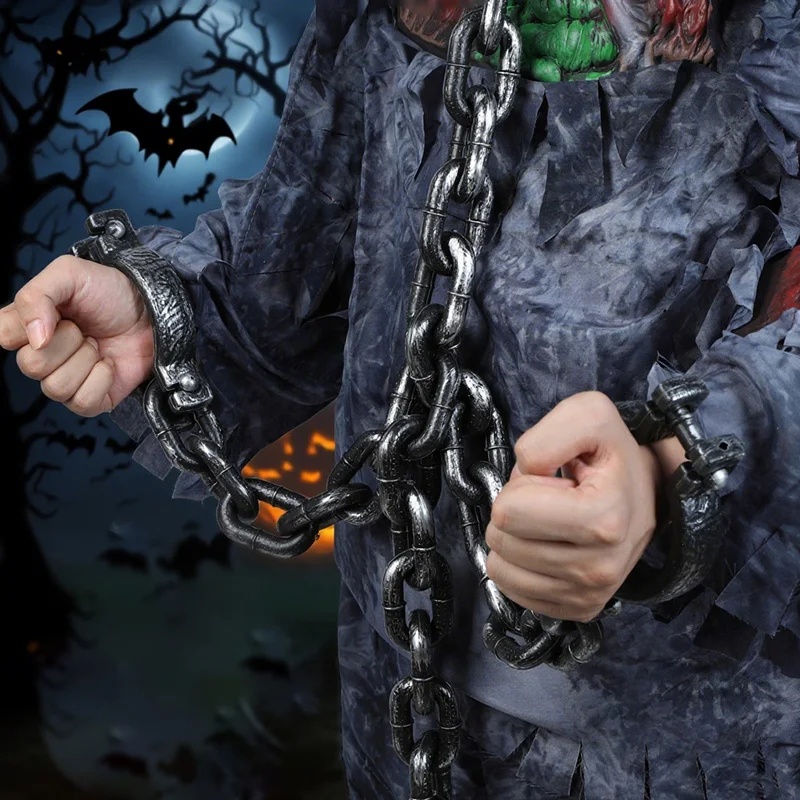 

1Set Halloween Plastic Chains Prisoner Costume Cosplay Accessories Haunted House Horror Props Halloween Party Decoration Supply