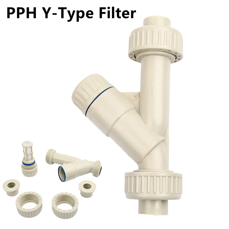 

1PC I.D 20~63mm PPH Y-Type Filter Hot Melt Pipe Aquarium Fish Tank Connector Garden Irrigation System Filter Fitting Adapter