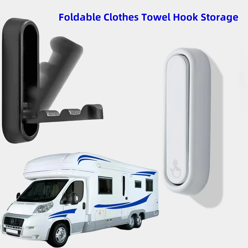 1PCS Aluminium Alloy Foldable Clothes Towel Hook Storage For RV Bathroom Home Camper Caravan Interior Organization Accessories