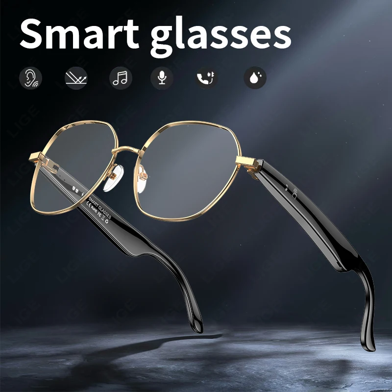 

Умные очки LIGE 316, онлайн-языка, AI, автоматический перевод диалога, Bluetooth-очки с динамиком, спортивная защита от ультрафиолета