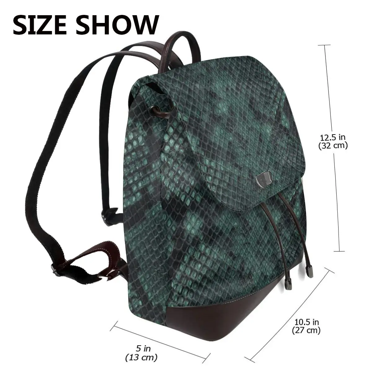 Snake Skin Reptile Bookbag School Student Bags Hiking Travel Daypack for Women Fashion Derma Backpack