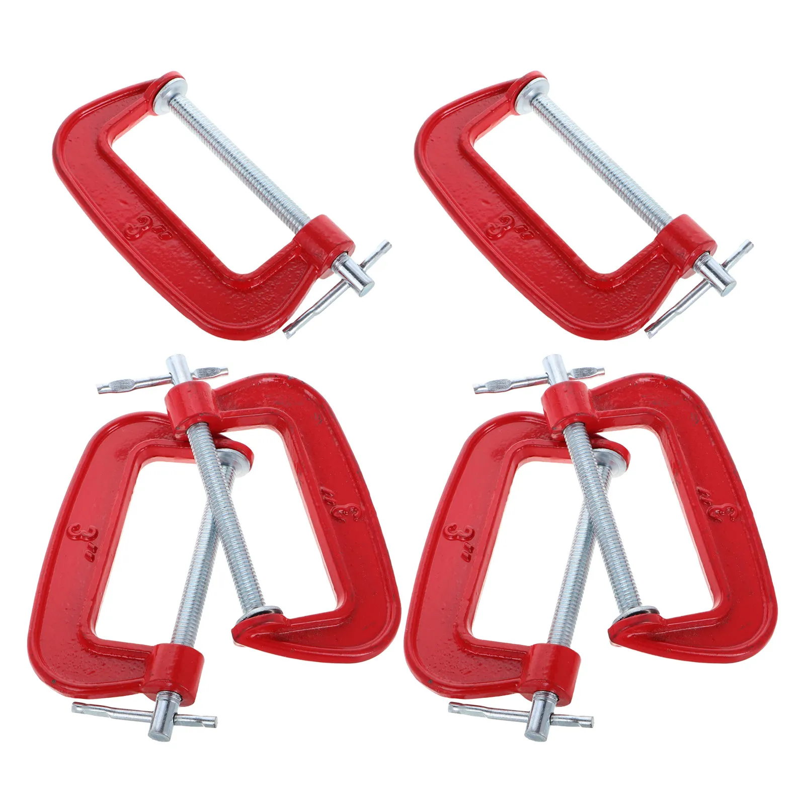 6Pcs 3 Inch Heavy Duty Metal G Clamp Red Design 77Mm Jaw Opening Secure Fastening C Clamp for Woodworking DIY Assembly