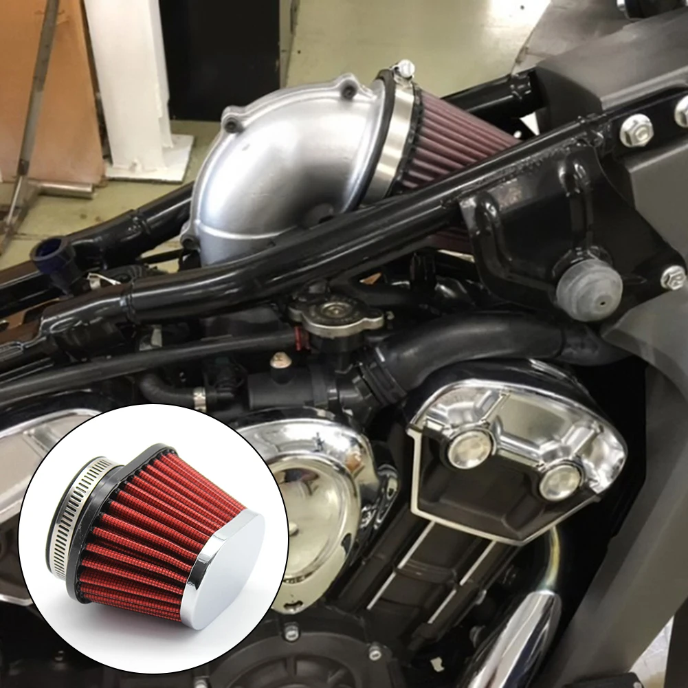 Clean Stainless Steel Red Red Stainless Steel Dust And Sand Particles ATV Bike Carburetor Intake Air Filter Pod Cleaner