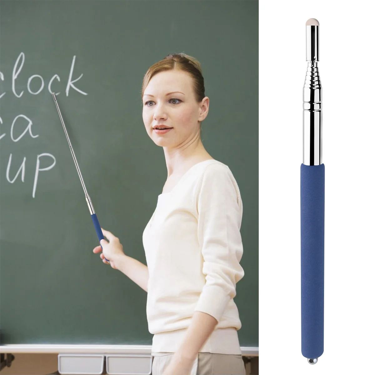 TINKSKY Hand Pointer Extendable Telescopic Retractable Pointer Handheld Presenter Classroom Whiteboard Pointer (Blue)