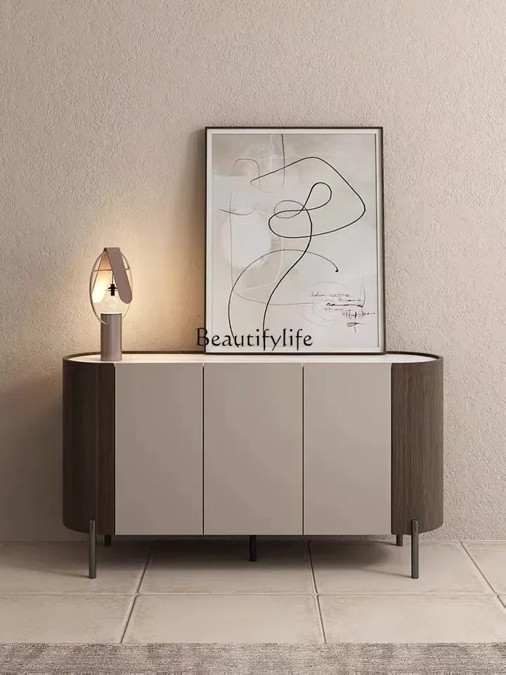 

FG17Italian simple postmodern high-grade gray porch cabinet light luxury rock slab arc dining side cabinet