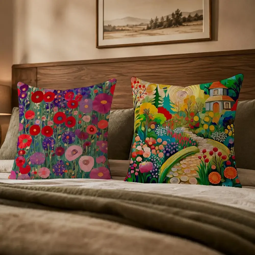 Famous Artist G-Gustav KlimtS Cushion Cover Ultra Soft Throw Pillow Cover Skin Friendly for Sofa Bed Home Decor Gift