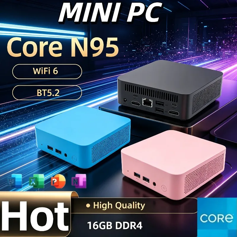 Compact Mini Pc Intel Core N95 Mini PC Computer 16GB RAM 1TB SSD Gaming PC Wifi 6 BT5.2 Mini PC Desktop