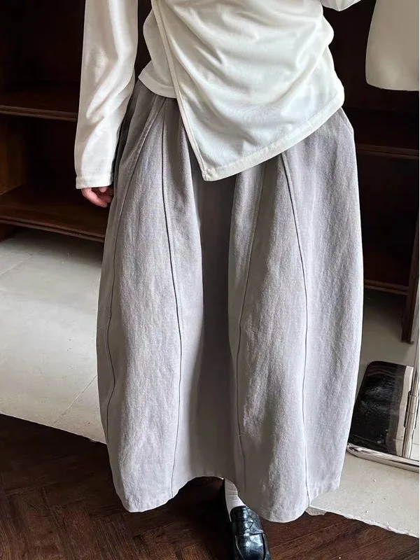 

Художественная однотонная рабочая одежда, юбка-миди трапециевидной формы с цветочным бутоном, большие размеры, свободная утягивающая универсальная женская повседневная юбка с высокой талией