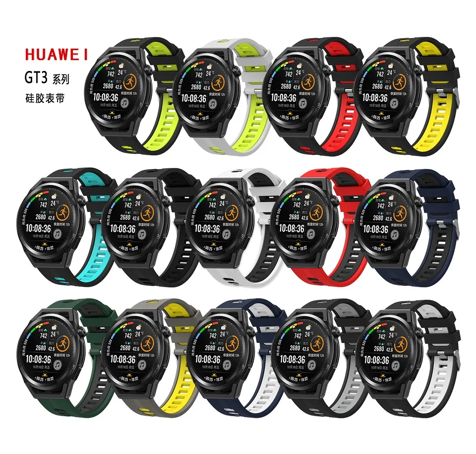 Silicone Strap For HUAWEI GT Runner/GT 3 46MM GT3 42/GT2 Pro Smartwatch Sport Band For HUAWEI WATCH 3 Watchband Bracelet