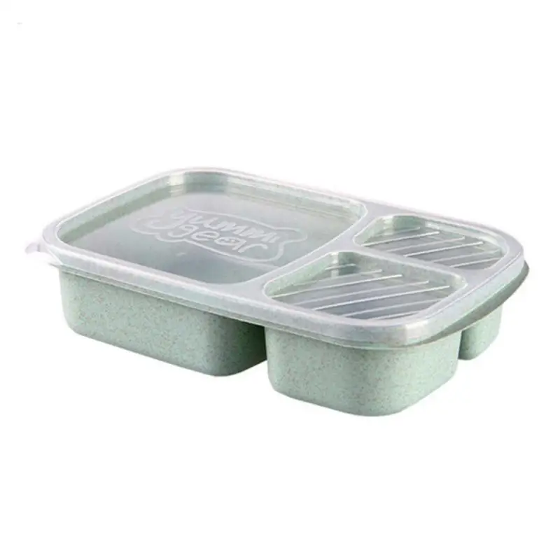 Portable Lunch Box Eco-friendily Wheat Straw Boxes Picnic Storage Box Fruit Container Compartmentalized Lunchbox for Kids Adult