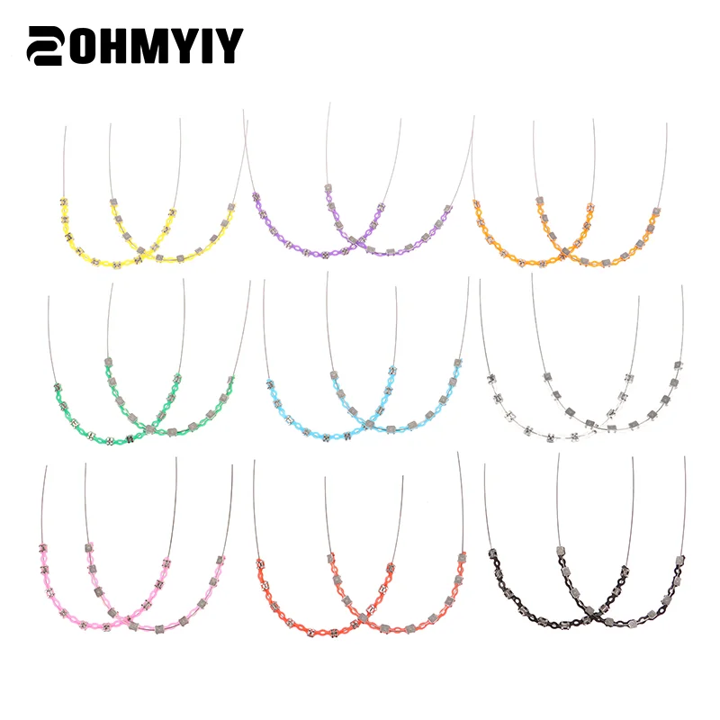 2Pcs/Pack Colorful Hook Temporary Tooth Decoration With Metal Wires Metal Bracket Orthodontic Ligature Ties Dental Decorations