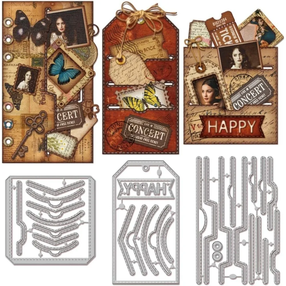 Slot Pocket Frame Cutting Dies for DIY Scrapbooking Metal Bookmarks Cut Dies Slot Tag Die Cuts for Card Making Embossing
