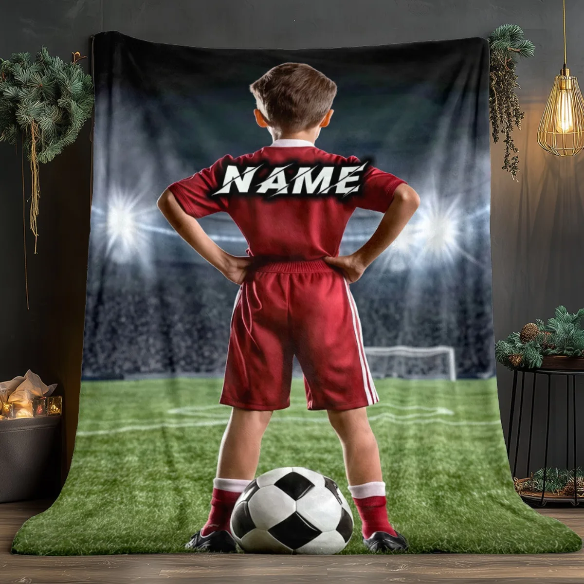Customize 1pc a Personalized Football Player Blanket, Ideal for Home Decor, Travel, Camping, And Use in Living Rooms, Offices, S