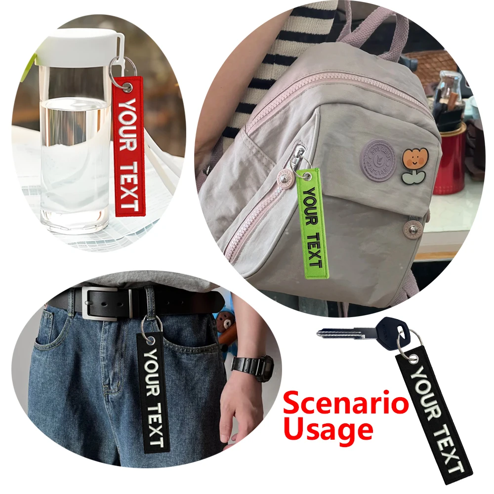 Individuell Bestickter Schlüsselanhänger - Personalisierter Text-Namensschild-Schlüsselring für Motorrad, Auto, Rucksack, Gepäck Reisezubehör – Detail 8