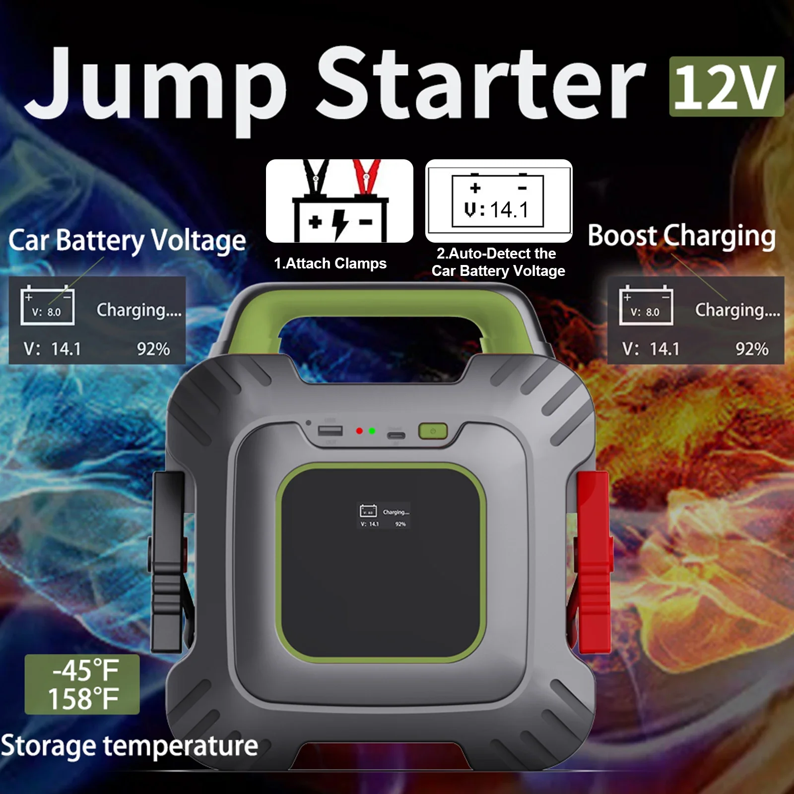 

Car Jump Starter Portable 12V 18000F Capacity Peak Current Car Emergency Booster Starting Device Car Start Power Supply