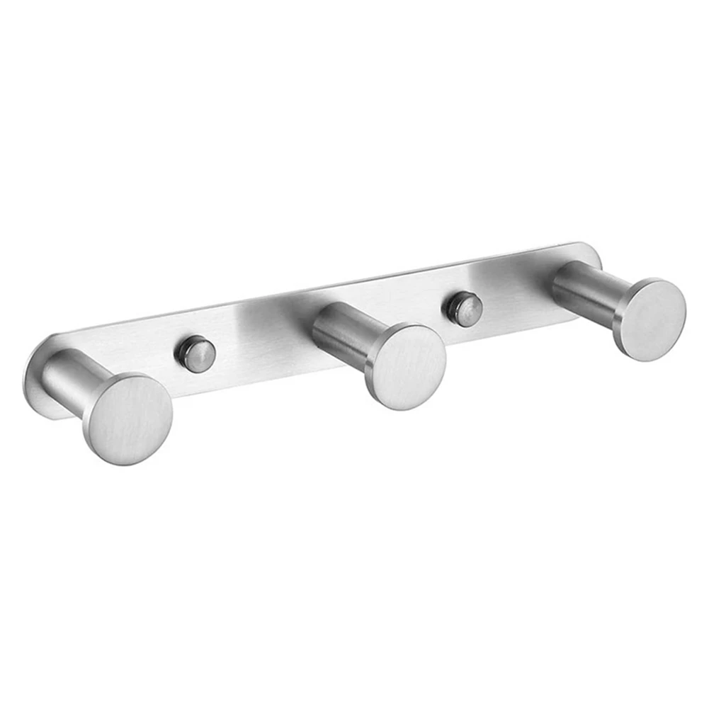 

Towel Hook Stainless Steel, Robe Hook Wall Mount Drilled, Coat Hook Wall Hook Drilling,Door Hook Silver 3 Hook