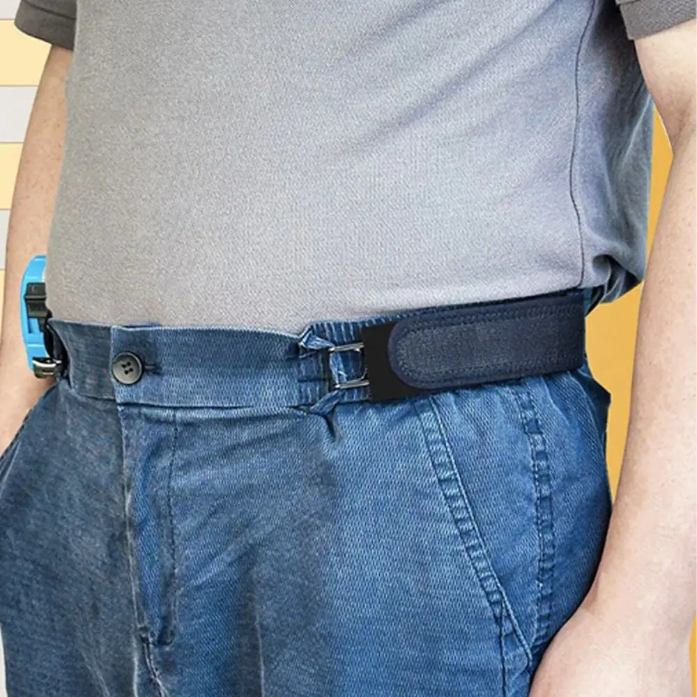 New Unisex Buckleless Belt Hook Adjustable Comfortable Metal Hook Waist Buckle Elastic Belt