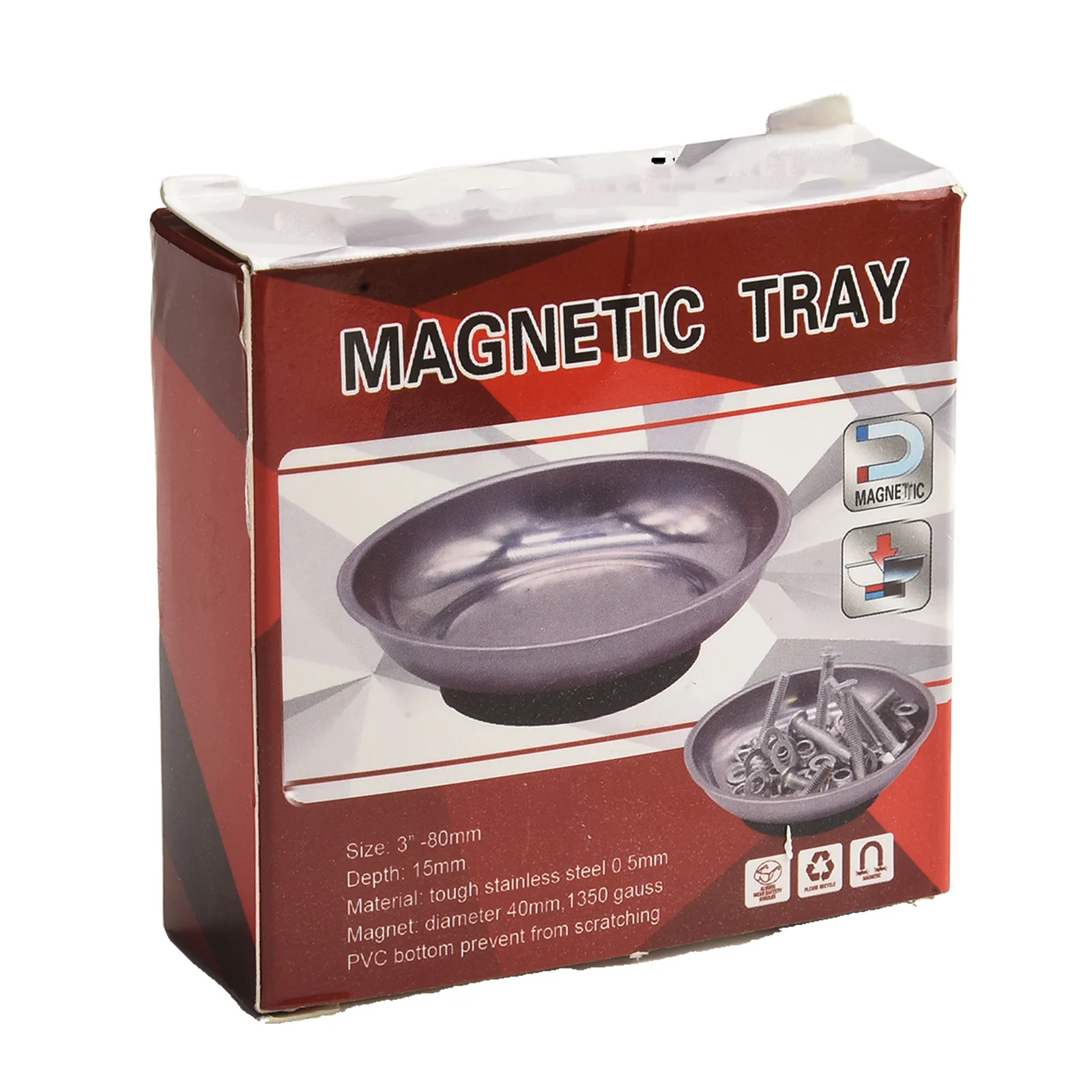 

3"/4"/6"Round Magnetic Parts Tray Bowl Dish Stainless Steel Garage Holder Tool High Quality Household Tool Accessories