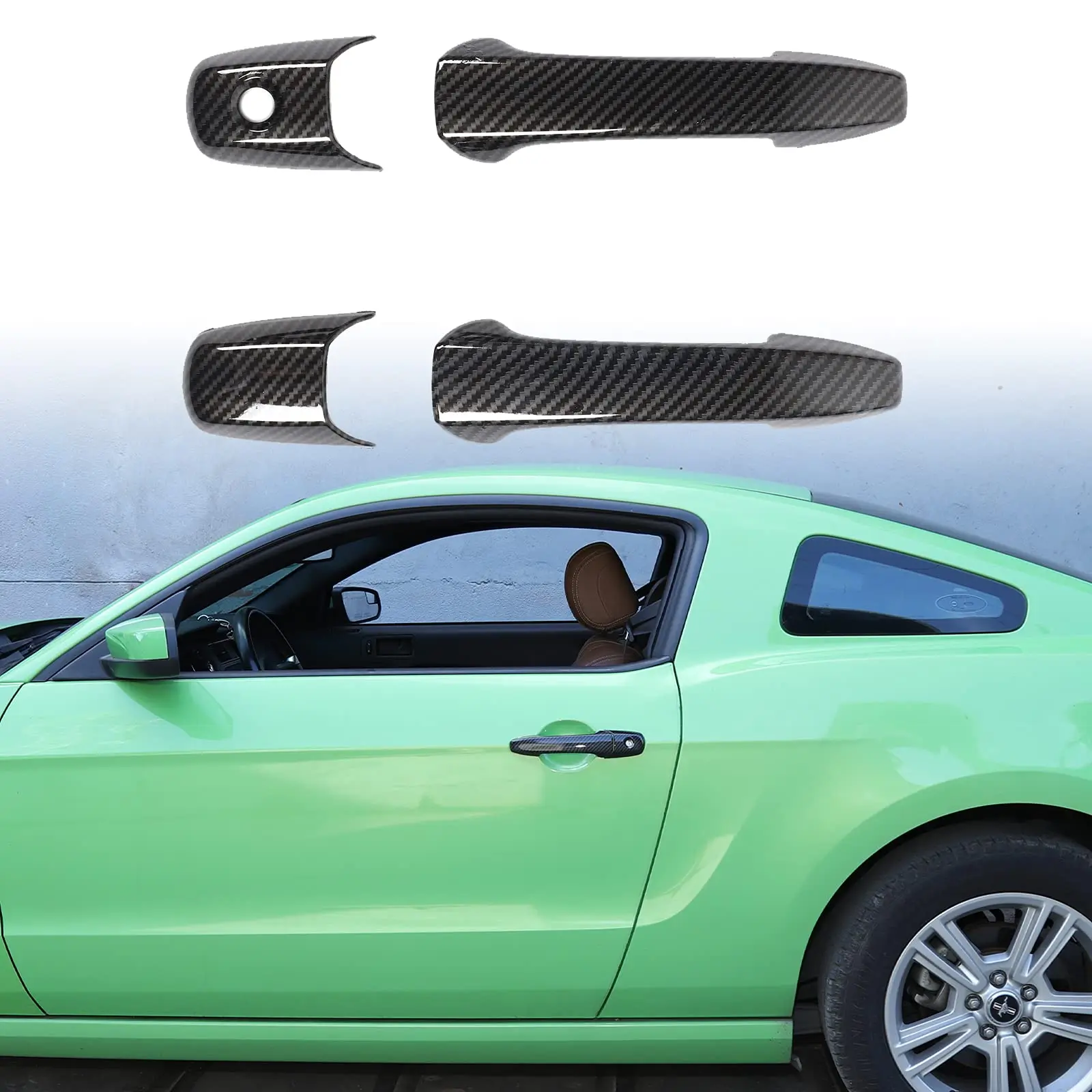 

Door Handle Trim Cover ABS Carbon Fiber For Ford Mustang 2004-2014 4PCS