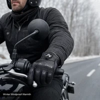 Retro Motorcycle Gloves Men Women Winter Windproof Warm Anti-Slip Anti-Fall Full Finger Riding Gloves For Motorbike Electric Bik - Image 3