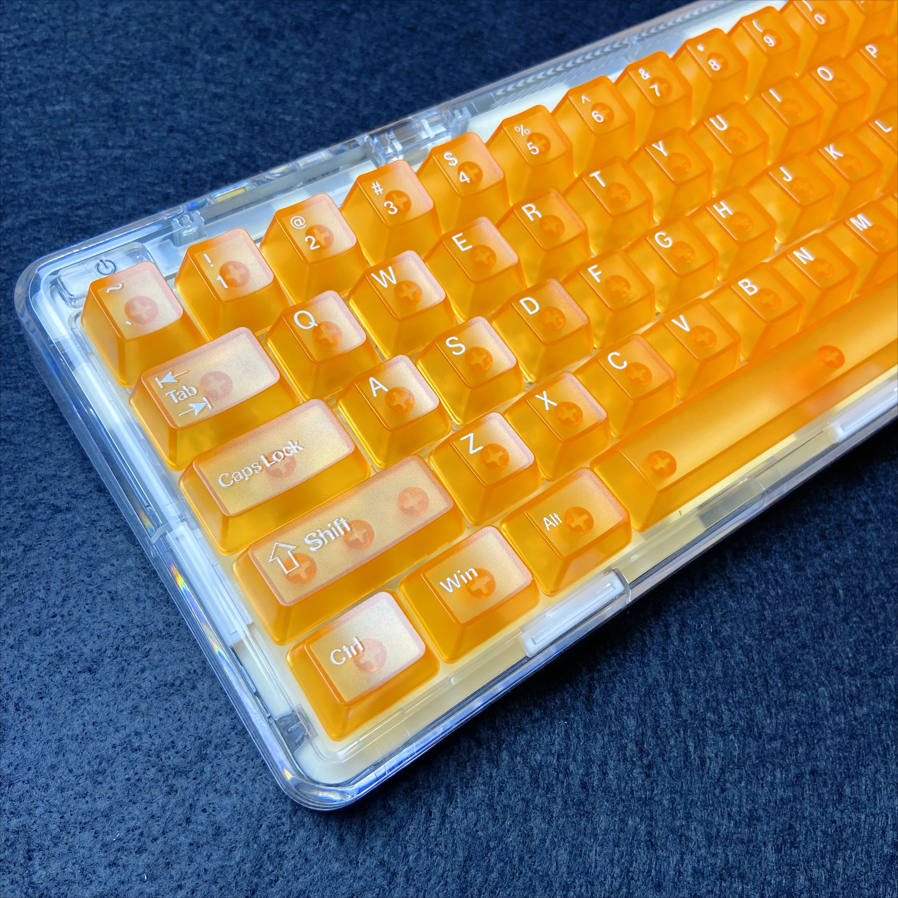 Orange Fog and Transparent OEM Key Caps Cherry Profile Keycaps Unprinted Side Top Printed DIY Mechanical Keyboard 68 95 108