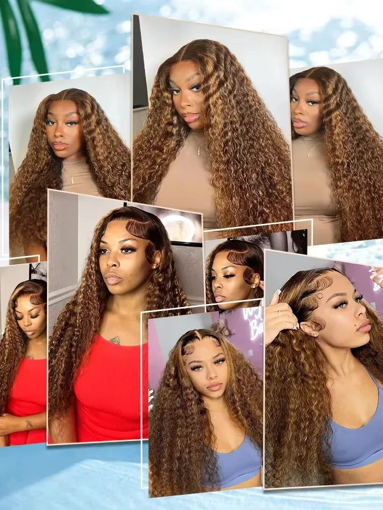38 40 Inch Curly Wigs Deep Wave HD Lace Front Wig Colored Brazilian Highlight Ombre 13x6 Lace Frontal Wig Human Hair For Women image 4