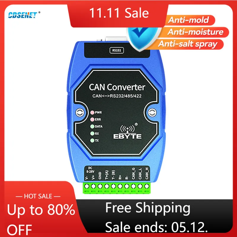 

CAN to RS485 RS232 RS422 CANBUS Serial Protocal Converter 2-Way Transparent Data transmission CDSENET ECAN-401S CAN 2.0 Modbus