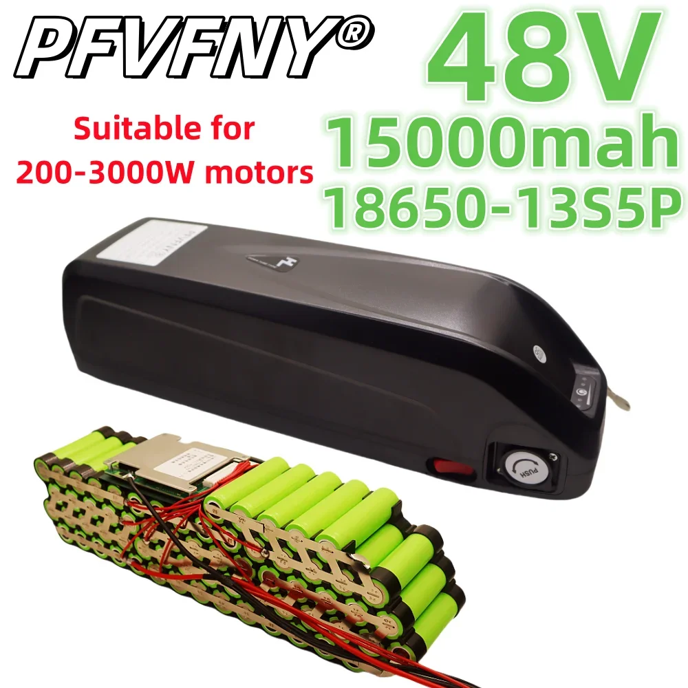 Airfreight full capacity 18650 Hailong lithium battery 13S5P48V15000mAh bicycle,moped，suitable for 200-3000W motors，free charger