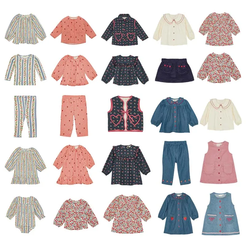 

PER-SALE 2025 Autumn FL Baby Girls Dress Boys Pants Strawberry Cotton Jacket Baby Romper Baby Boy Coat Kids Denim Shirt Dress
