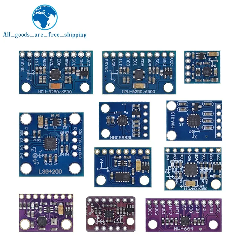 MPU-9250 MPU6050 BMI160 LSM303DLHC L3G4200D QMC5883L ADXL335 LIS3DSH GY-521 GY-50 GY-61 GY-271 GY-273 GY-511