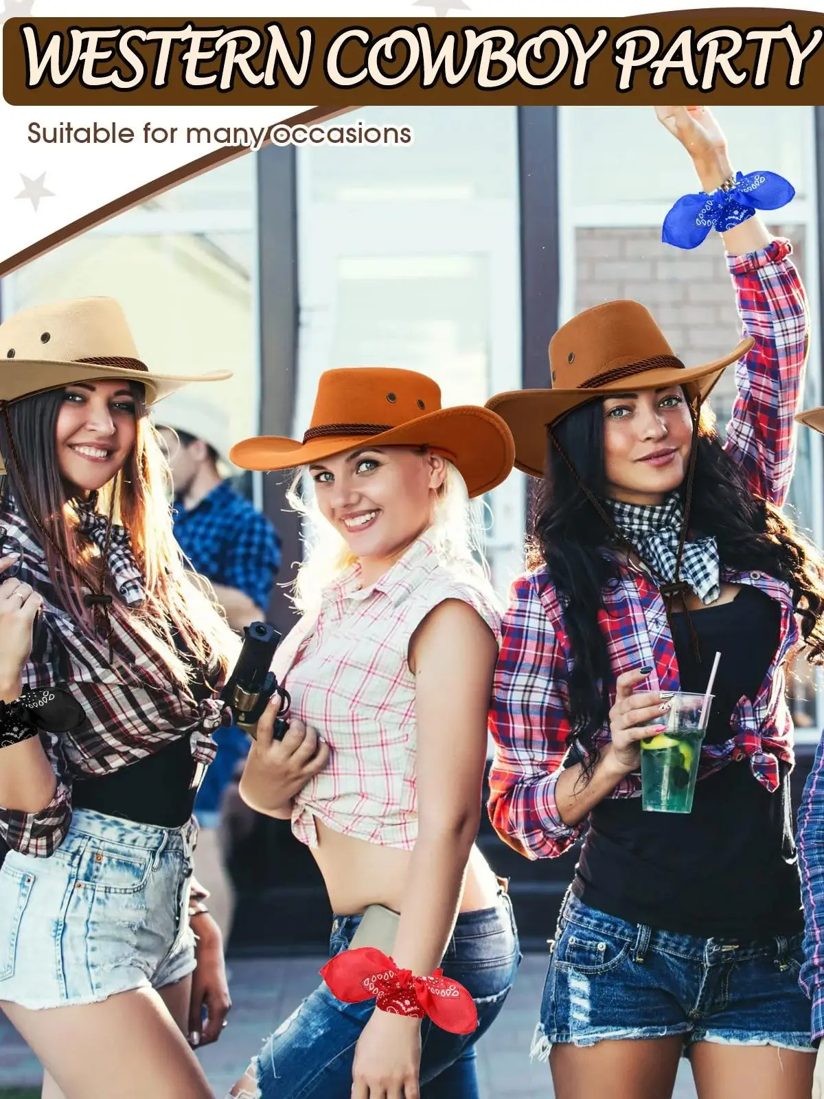 24-200PCS Paisley Bandana's Bulk Western Bandana Cowboy Zakdoek Polyester Bandana's voor Mannen Vrouwen Western Party Kostuum - afbeelding 2