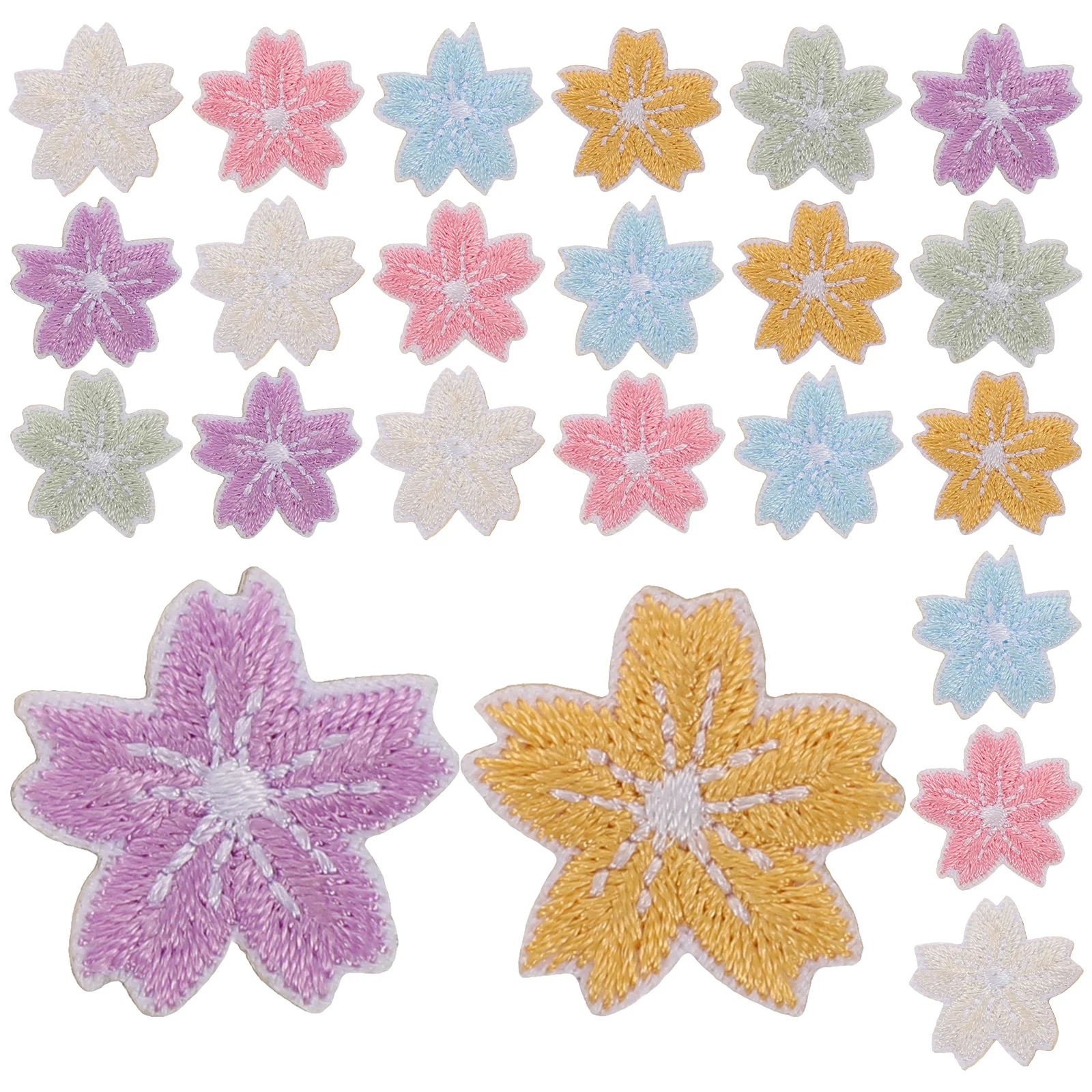 48 pçs flor de cerejeira bordado remendos de flores auto-adesivo mini pano apliques para sacos jeans chapéus florais scrapbook adesivos