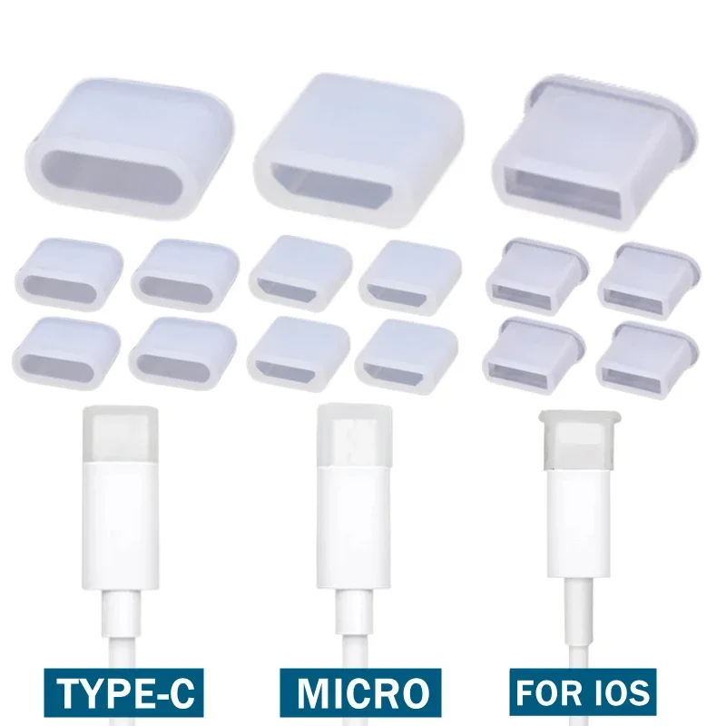 1-10PCS Type C Micro USB Port Dust Plug Cover For IOS Charging Data Cable Anti-Dust Protector Cap for Apple iPhone Universal