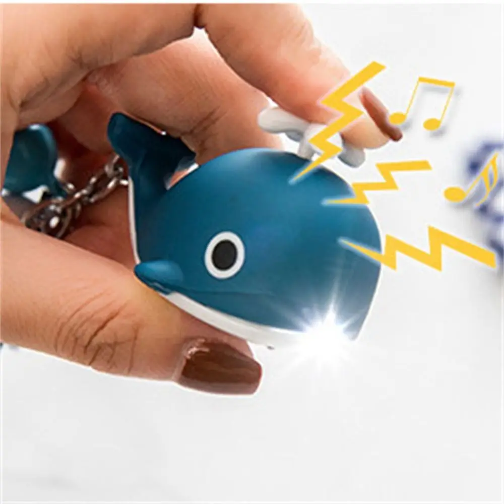 Jewelry Sounds Light Sea Whale Keychain with Sound Luminous LED Whale Keyring Flashlight Cartoon Animal LED Keychain Small Gift