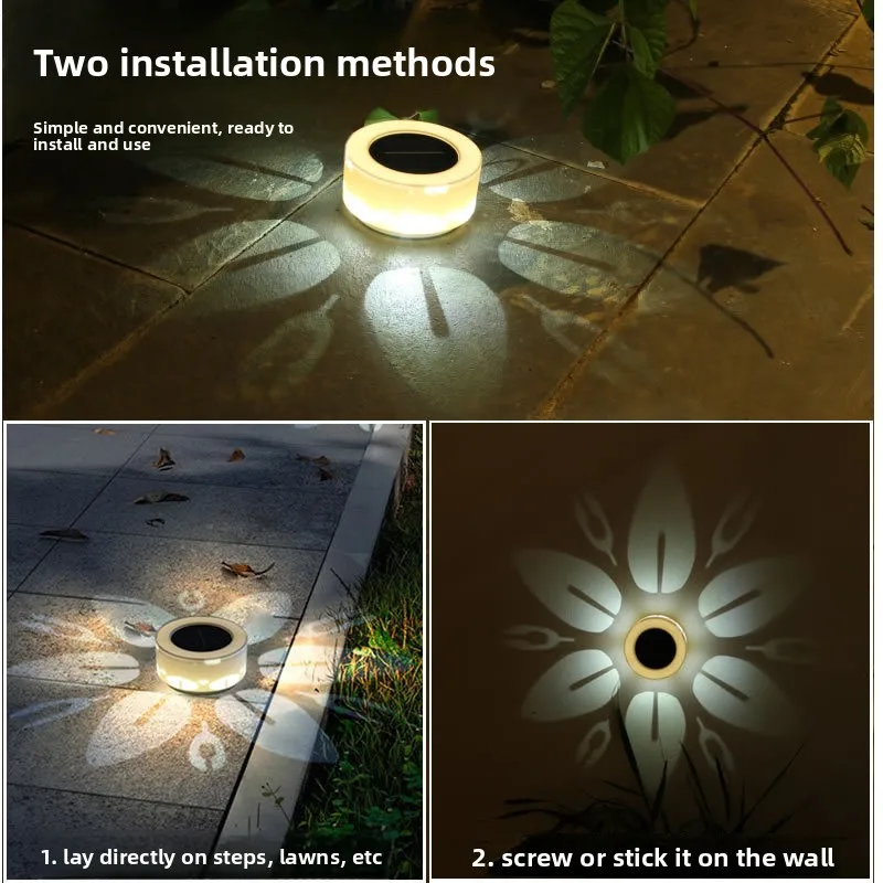 Outdoor Solar Hollow Pattern Wall Light Round Projection LED For Home Garden Villa Fence Yard Decor Lamp