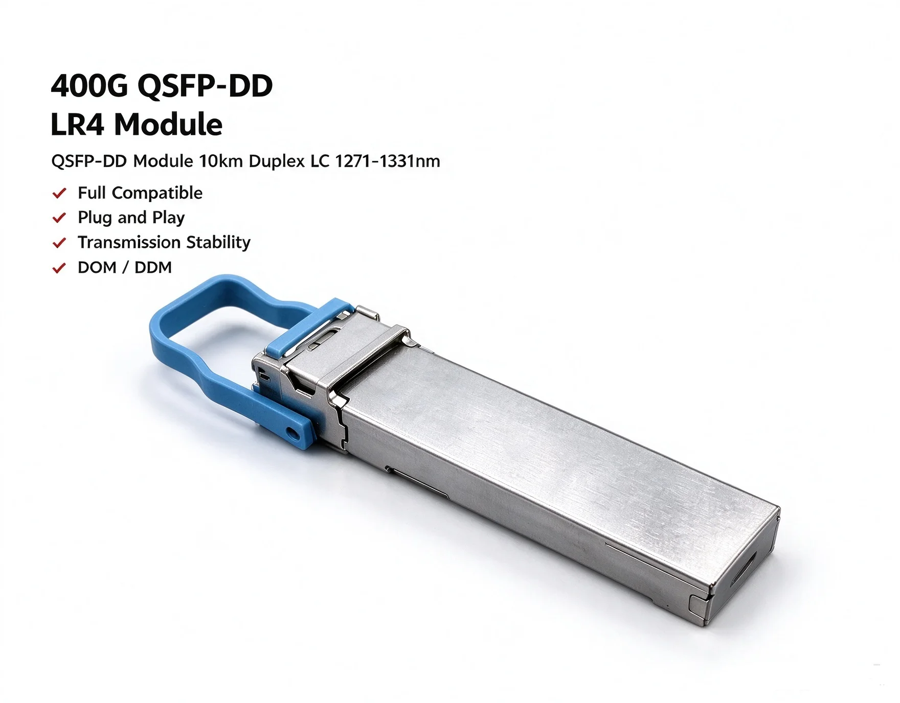 400G QSFPDD LR4 10km Optical Transceiver Module 400GBASE LR4 CWDM4 1271-1331nm Duplex LC DOM DDM Compatible