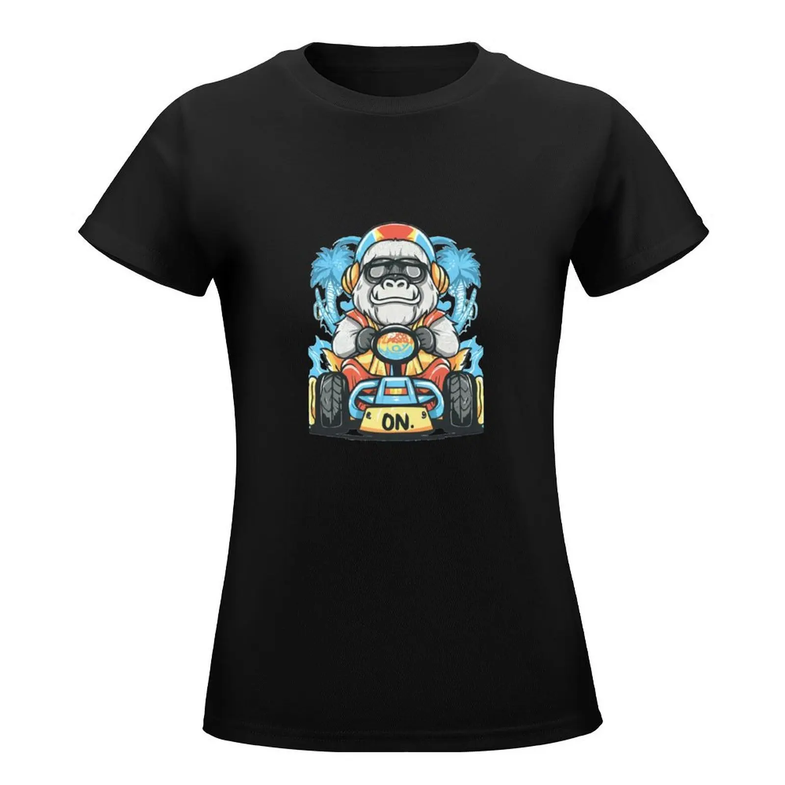 vanilla gorilla go kart driver ON T-Shirt kawaii clothes plain funny quick-drying workout shirts for Women loose fit