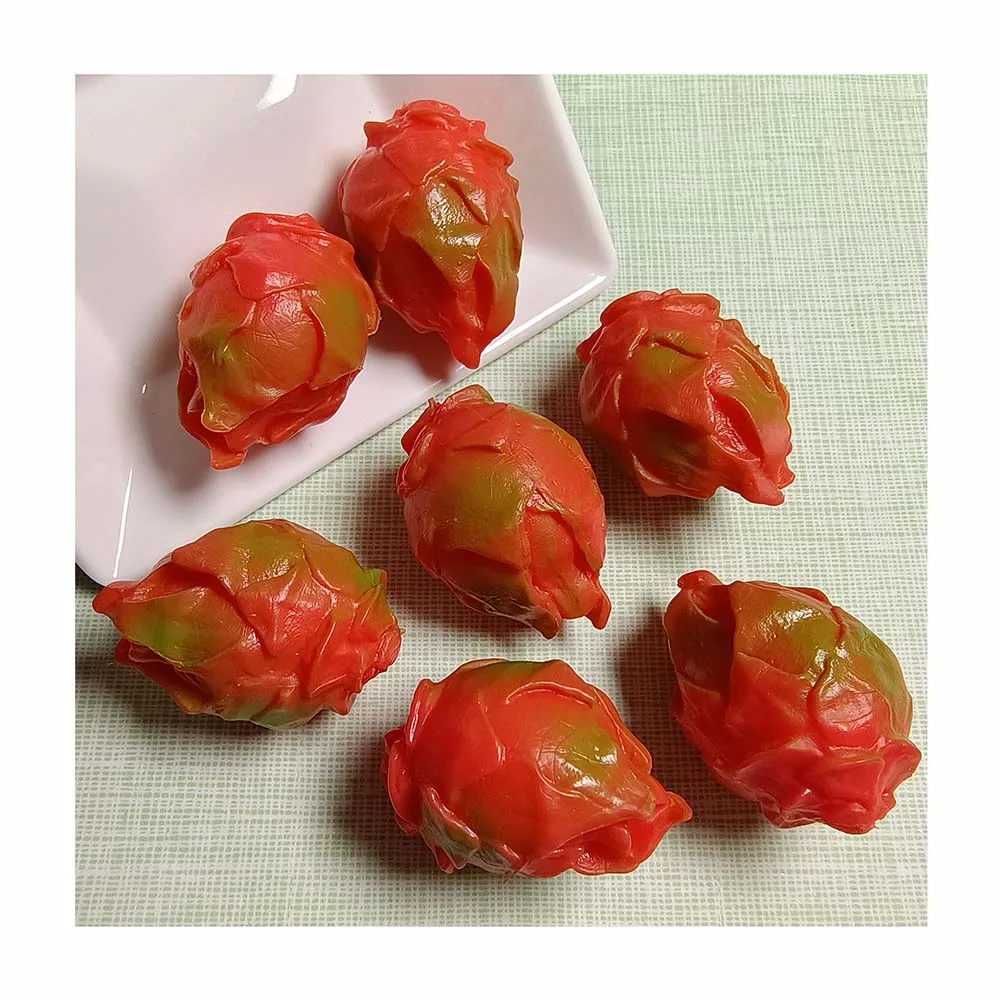 3D PVC Realistic Dragon Fruit Crafts Kawaii Pitaya Fruit Education Toys for Tableware Kitchen Room Decoration