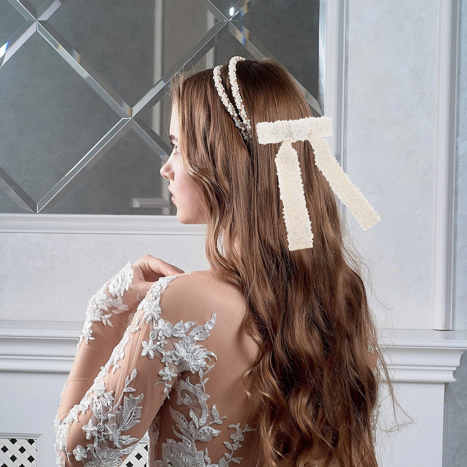 

Pearl Hair Clip Beige Barrettes Ponytail Clip Small Bows Teen Girls Fashion Accessories Versatile Color Durable Materials