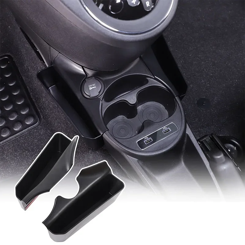 For Fiat 500 2016-2024 Car Centre Console Water Cup Holder Side Storage Box Organizer Tray Multi-Function Mobile Phone Tray