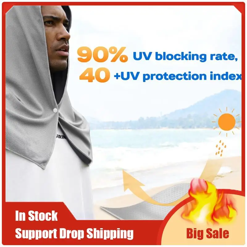 A35F Nouvelle serviette rafraîchissante grise légère avec sweat à capuche pour le cou et le visage, idéale pour le yoga, la sauna et le camping.