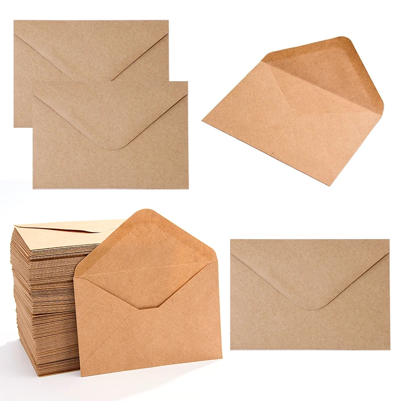 25/50PCS Kraft Paper Envelopes Rustic Vintage Style Gift Card Jewelry Wedding Invitation Package Envelope Set for Party Card ZYF