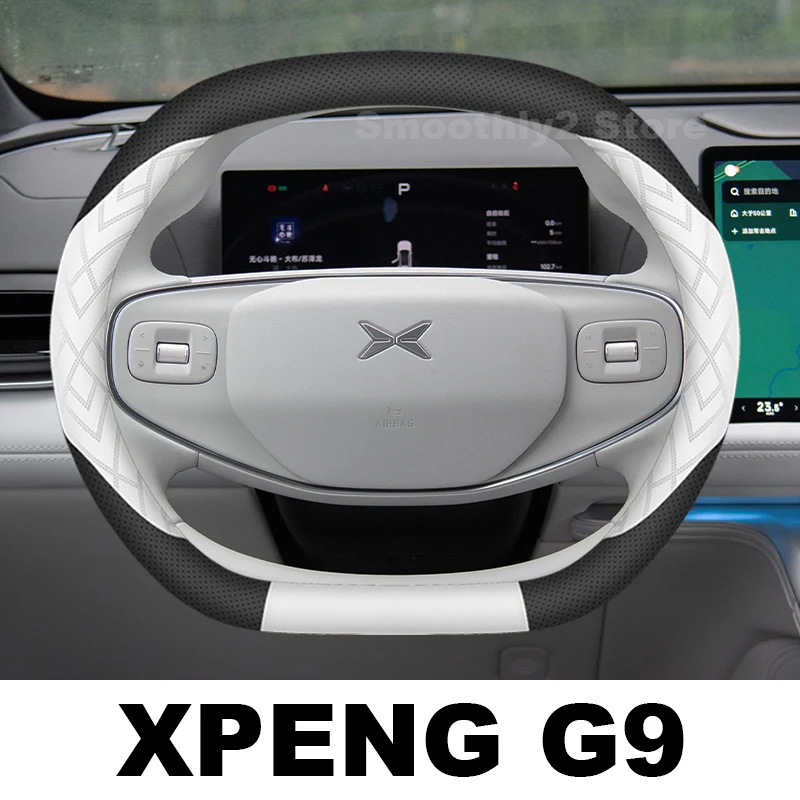 

Leather Car Steering Wheel Cover For Xpeng G9 2022-2024 2025 2026 Non-slip Auto Steering Wheel Decoration Xpeng G9 Accessories