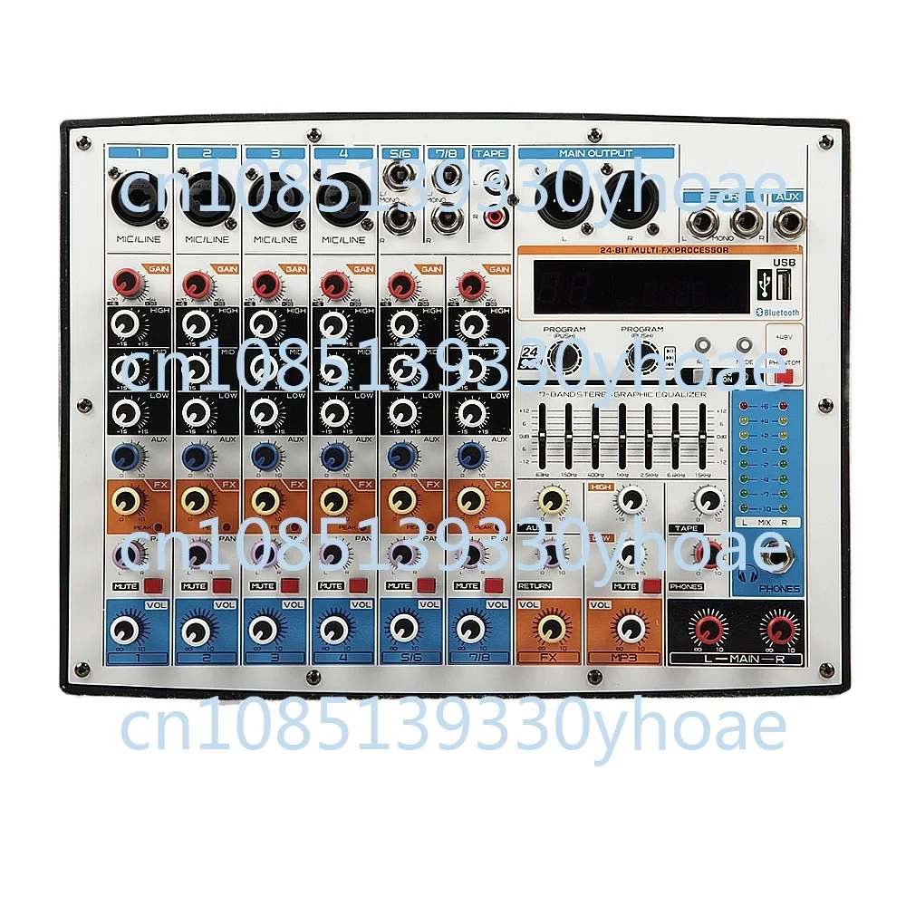 8-Way 99 Effects Computer Recording Live Broadcast Home Stage Bluetooth USB Mixing Mixer