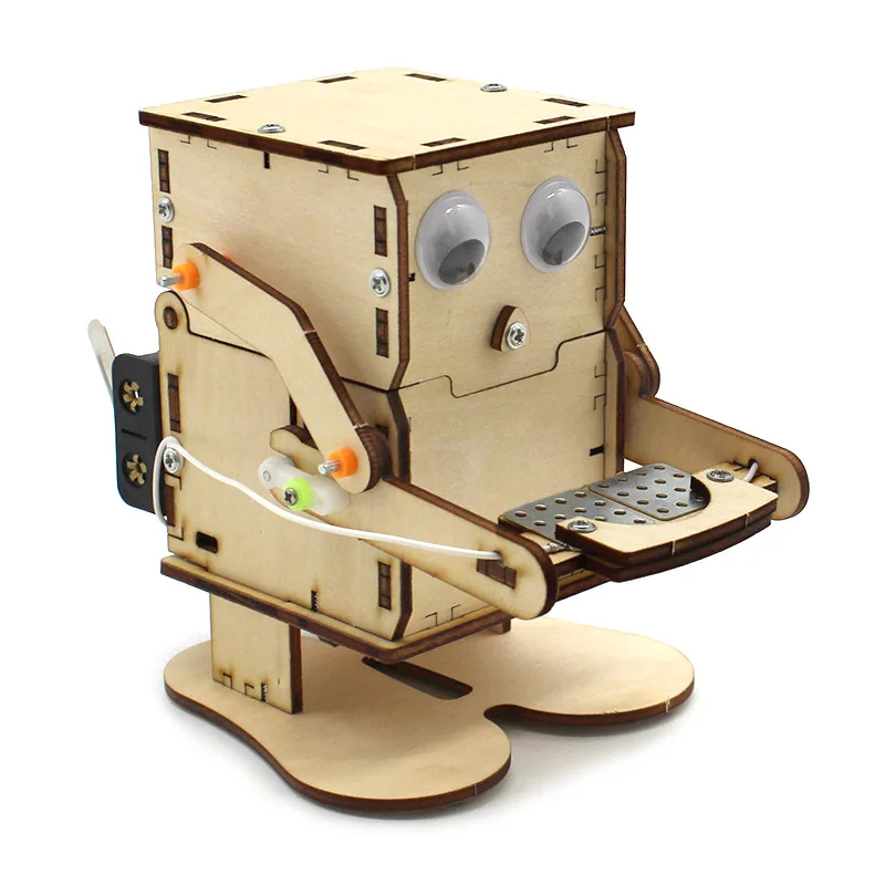 

Wood Robot Eating Coin DIY Model Teaching Learning STEM Project for Students Kids Wooden Assemble Kit Science Education Experime