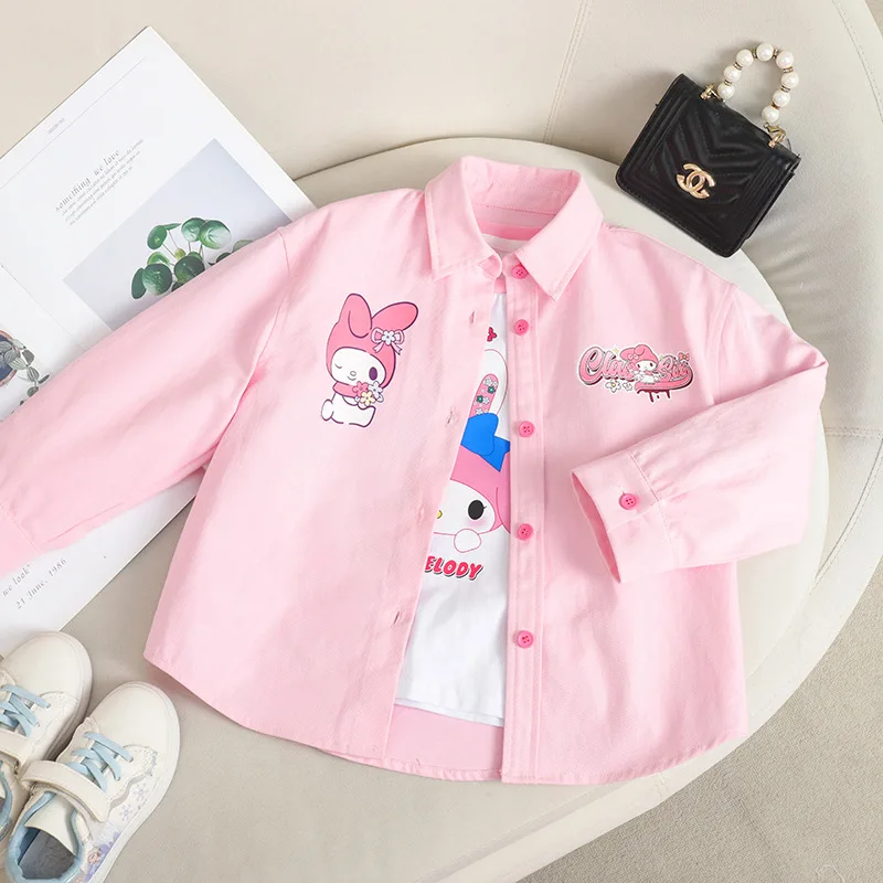 Sanrio Girls Autumn Shirt Long Sleeve Pants Three-Piece Set T-Shirt Loose Pants Cartoon My Melody Fashion Clothing Holiday Gift