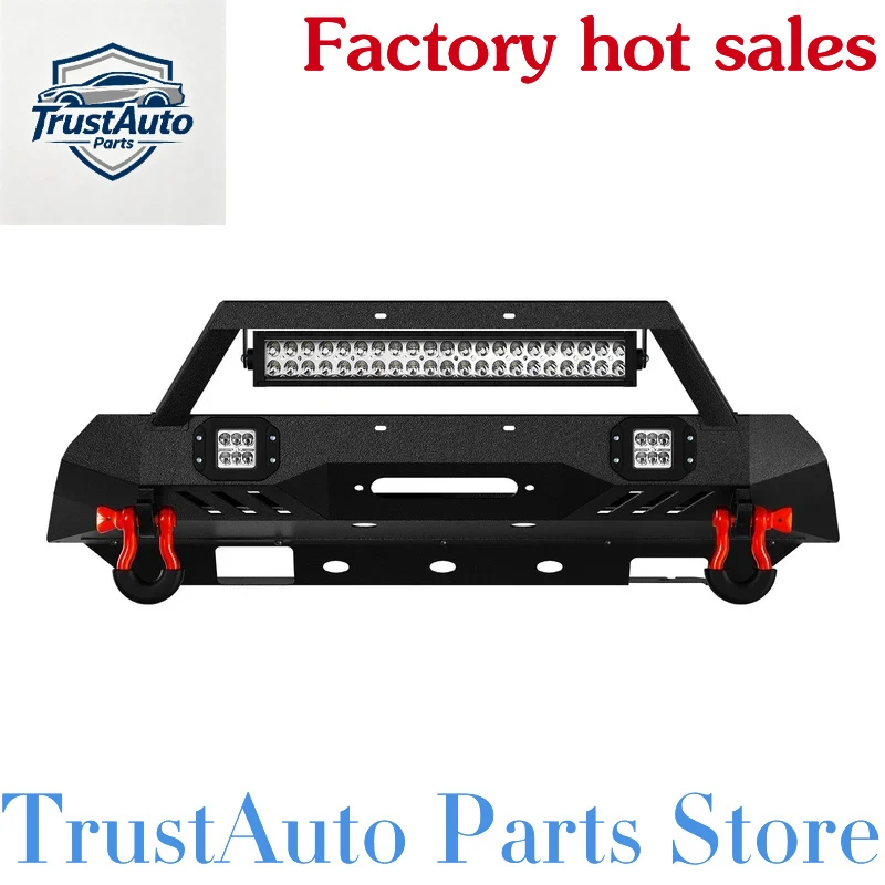 TrustAuto Parts Store Is Having A Hot SaleHigh Quality Stubby Front Bumper With Winch Skid Plate LED Lights D-Rings Fit -
