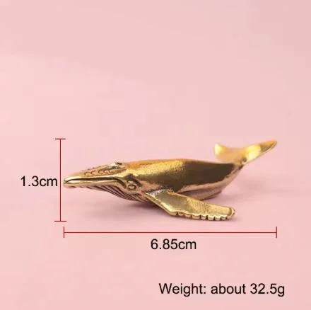 Solid Brass Whale Figurines Vintage Sea Animal Small Statue Desktop Ornaments Office Decorations Crafts Accessories Child Gifts